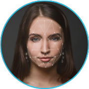 icon of a persons face with connections drawn in lines on